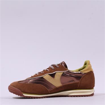 Victoria Saturno Retro Laced Low Trainer - Brown Yellow
